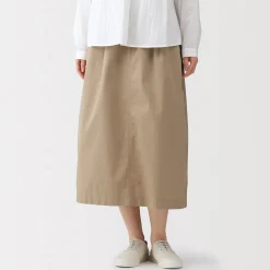 Sale Muji Jupe midi à la coupe confortable en coton délavé pour femme