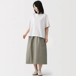 Sale Muji Jupe midi à la coupe confortable en coton délavé pour femme