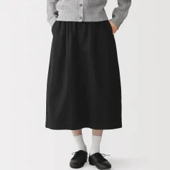 Sale Muji Jupe midi à la coupe confortable en coton délavé pour femme