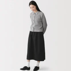 Sale Muji Jupe midi à la coupe confortable en coton délavé pour femme