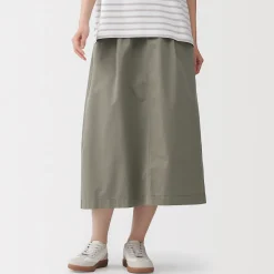 Sale Muji Jupe midi à la coupe confortable en coton délavé pour femme