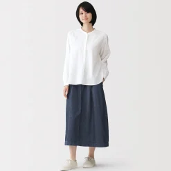Online Muji Jupe midi confort en denim délavé pour femme Bleu Marine Foncé