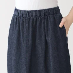 Online Muji Jupe midi confort en denim délavé pour femme Bleu Marine Foncé
