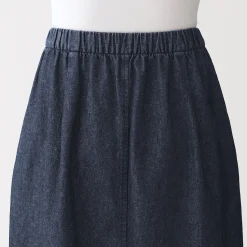 Online Muji Jupe midi confort en denim délavé pour femme Bleu Marine Foncé