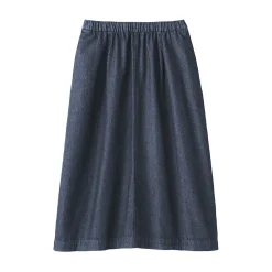 Online Muji Jupe midi confort en denim délavé pour femme Bleu Marine Foncé