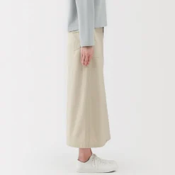 Sale Muji Jupe midi coupe droite avec motif de chevrons et en coton pour femme