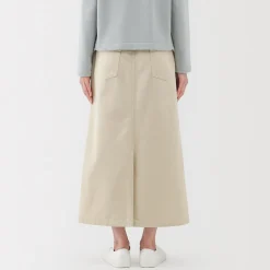 Sale Muji Jupe midi coupe droite avec motif de chevrons et en coton pour femme