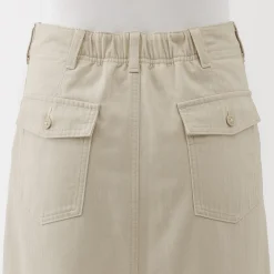 Sale Muji Jupe midi coupe droite avec motif de chevrons et en coton pour femme