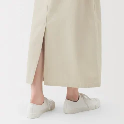 Sale Muji Jupe midi coupe droite avec motif de chevrons et en coton pour femme