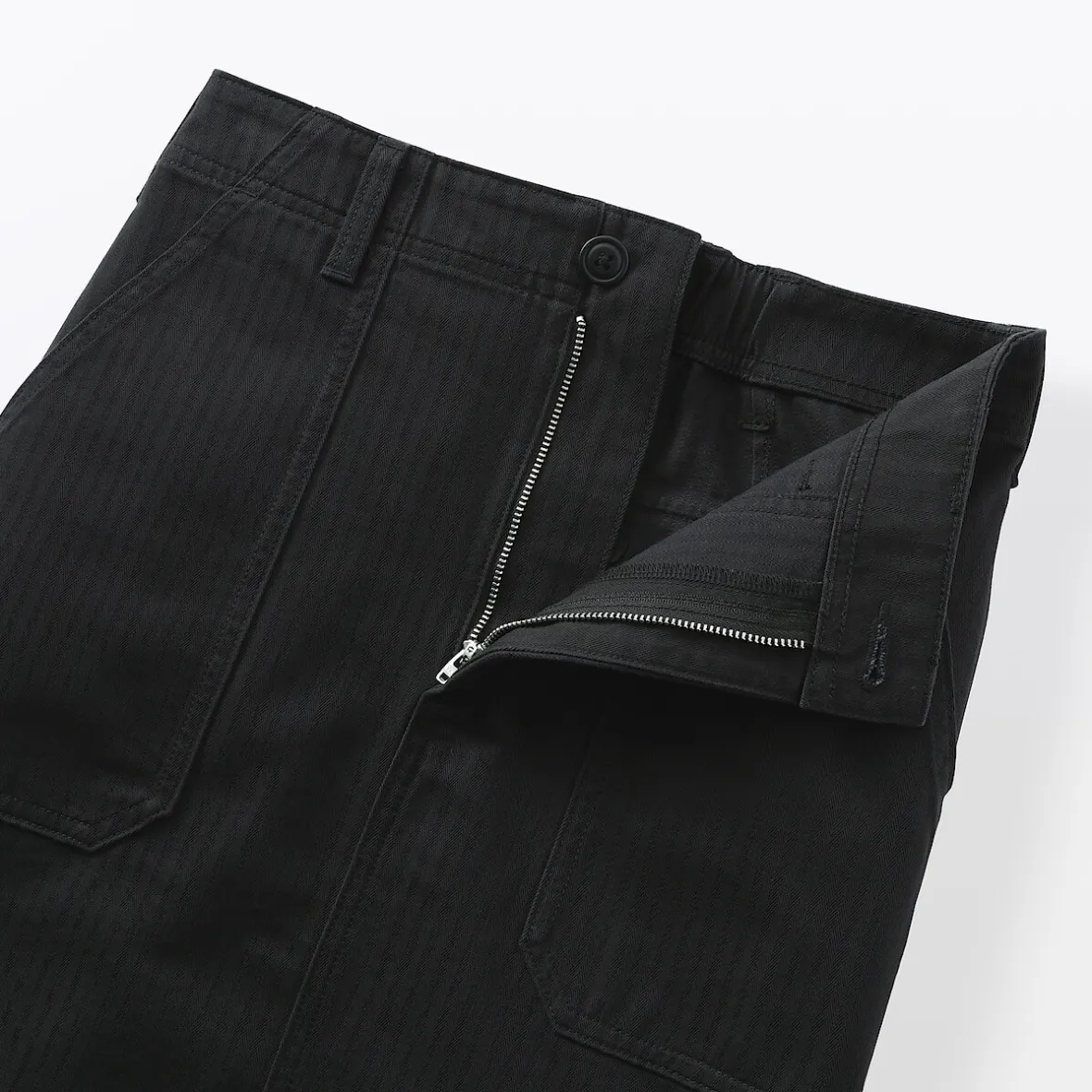 Sale Muji Jupe midi coupe droite avec motif de chevrons et en coton pour femme