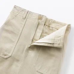 Sale Muji Jupe midi coupe droite avec motif de chevrons et en coton pour femme