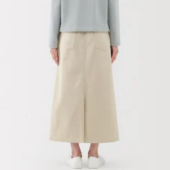 Sale Muji Jupe midi coupe droite avec motif de chevrons et en coton pour femme