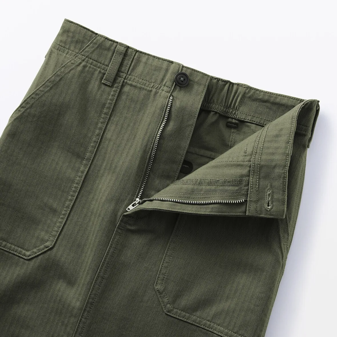 Sale Muji Jupe midi coupe droite avec motif de chevrons et en coton pour femme