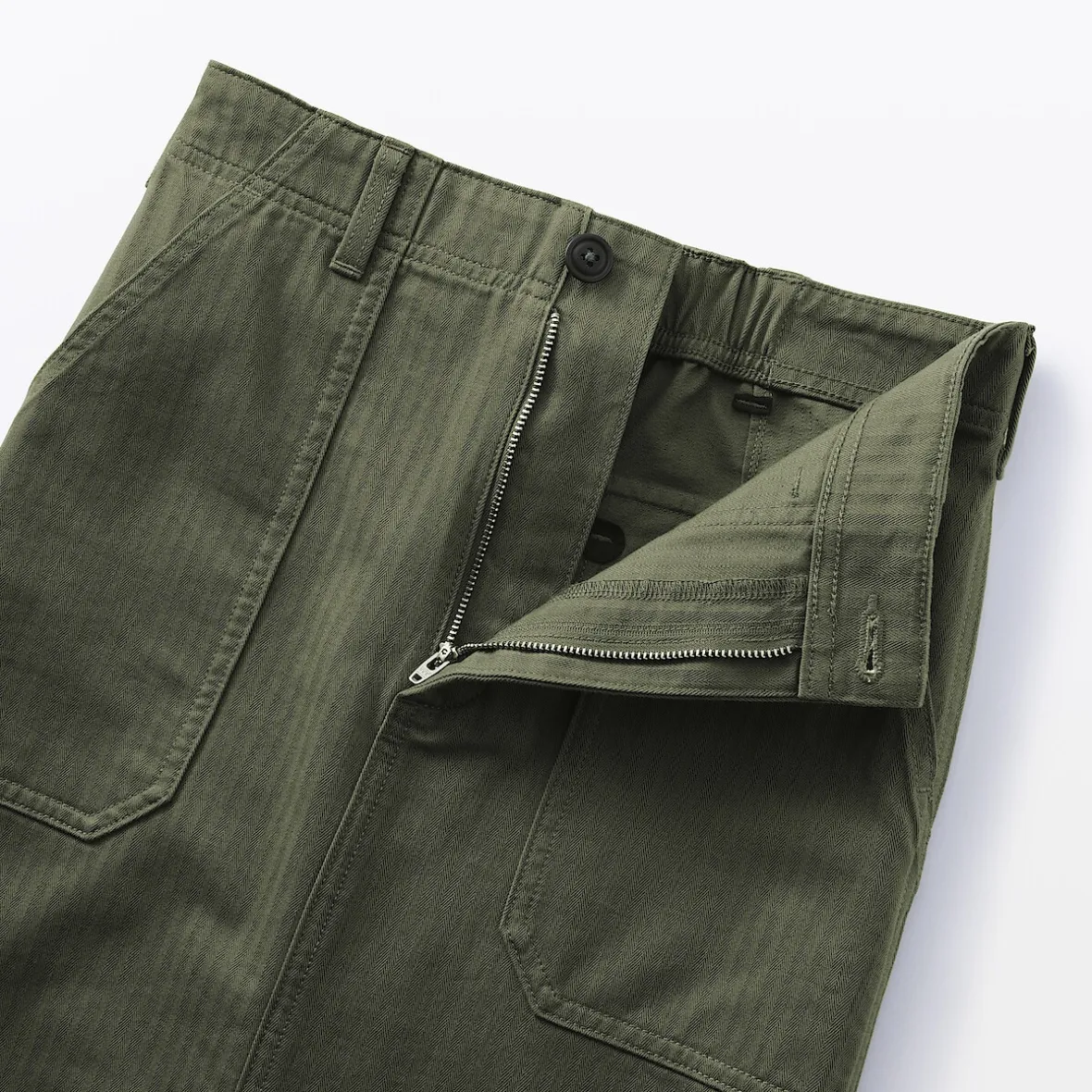 Sale Muji Jupe midi coupe droite avec motif de chevrons et en coton pour femme