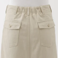 Sale Muji Jupe midi coupe droite avec motif de chevrons et en coton pour femme