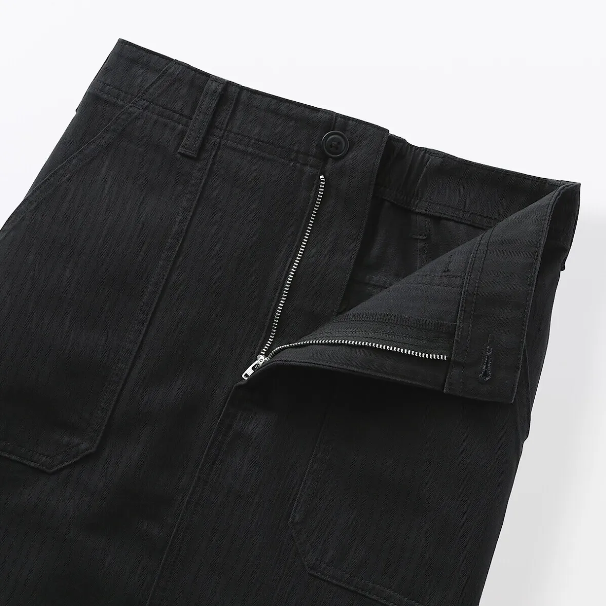 Sale Muji Jupe midi coupe droite avec motif de chevrons et en coton pour femme