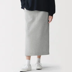 Muji Jupe midi en sweat léger et coton mélangé pour femme