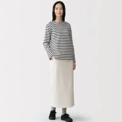 Muji Jupe midi en sweat léger et coton mélangé pour femme