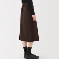 Discount Muji Jupe midi plissée en sergé de polyester pour femme