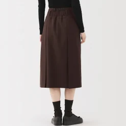 Discount Muji Jupe midi plissée en sergé de polyester pour femme
