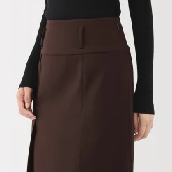 Discount Muji Jupe midi plissée en sergé de polyester pour femme