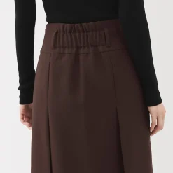 Discount Muji Jupe midi plissée en sergé de polyester pour femme