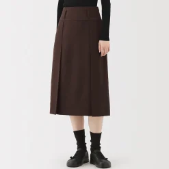 Discount Muji Jupe midi plissée en sergé de polyester pour femme