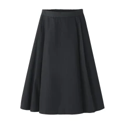 Discount Muji Jupe midi plissée et évasée en sergé de coton mélangé pour femme