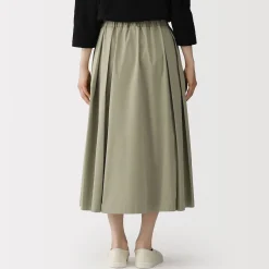 Discount Muji Jupe midi plissée et évasée en sergé de coton mélangé pour femme