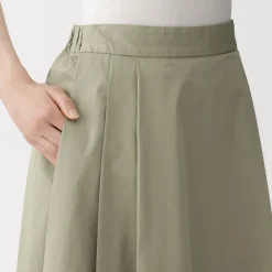 Discount Muji Jupe midi plissée et évasée en sergé de coton mélangé pour femme