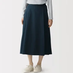 Discount Muji Jupe midi plissée et évasée en sergé de coton mélangé pour femme