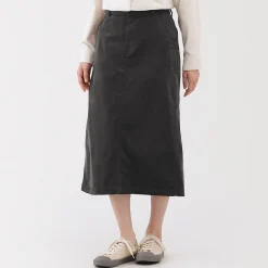 Sale Muji Jupe midi taille haute en velours côtelé extensible pour femme