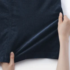 Sale Muji Jupe midi taille haute en velours côtelé extensible pour femme