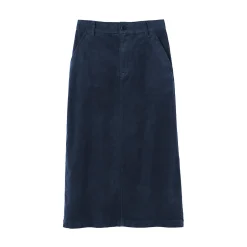 Sale Muji Jupe midi taille haute en velours côtelé extensible pour femme