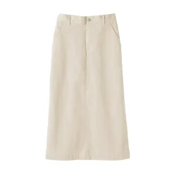 Sale Muji Jupe midi taille haute en velours côtelé extensible pour femme