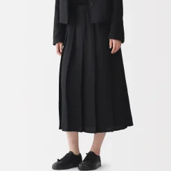 Online Muji Jupe plissée en lin et lyocell pour femme