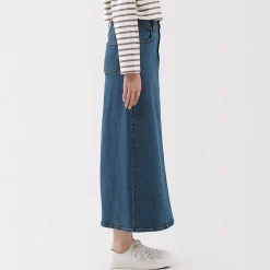 Muji Jupe trapèze en denim extensible pour femme