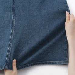 Muji Jupe trapèze en denim extensible pour femme