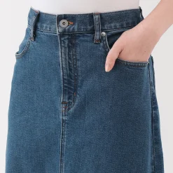 Muji Jupe trapèze en denim extensible pour femme