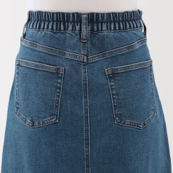 Muji Jupe trapèze en denim extensible pour femme