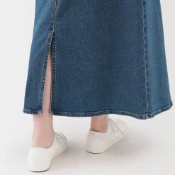 Muji Jupe trapèze en denim extensible pour femme
