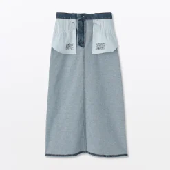 Muji Jupe trapèze en denim extensible pour femme