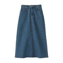 Muji Jupe trapèze en denim extensible pour femme