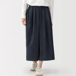 Online Muji Jupe-culotte légère en denim de kapok mélangé pour femme Bleu Marine