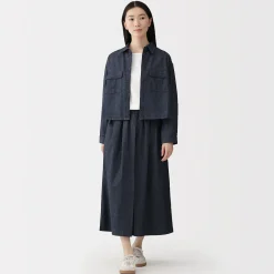 Online Muji Jupe-culotte légère en denim de kapok mélangé pour femme Bleu Marine