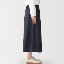 Online Muji Jupe-culotte légère en denim de kapok mélangé pour femme Bleu Marine