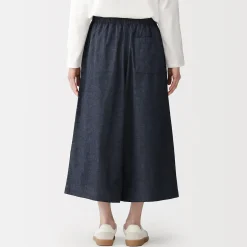 Online Muji Jupe-culotte légère en denim de kapok mélangé pour femme Bleu Marine