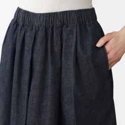 Online Muji Jupe-culotte légère en denim de kapok mélangé pour femme Bleu Marine