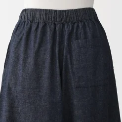 Online Muji Jupe-culotte légère en denim de kapok mélangé pour femme Bleu Marine