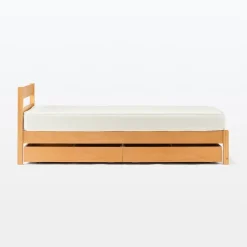 Outlet Muji Lit large double plaqué en bois d'hévéa